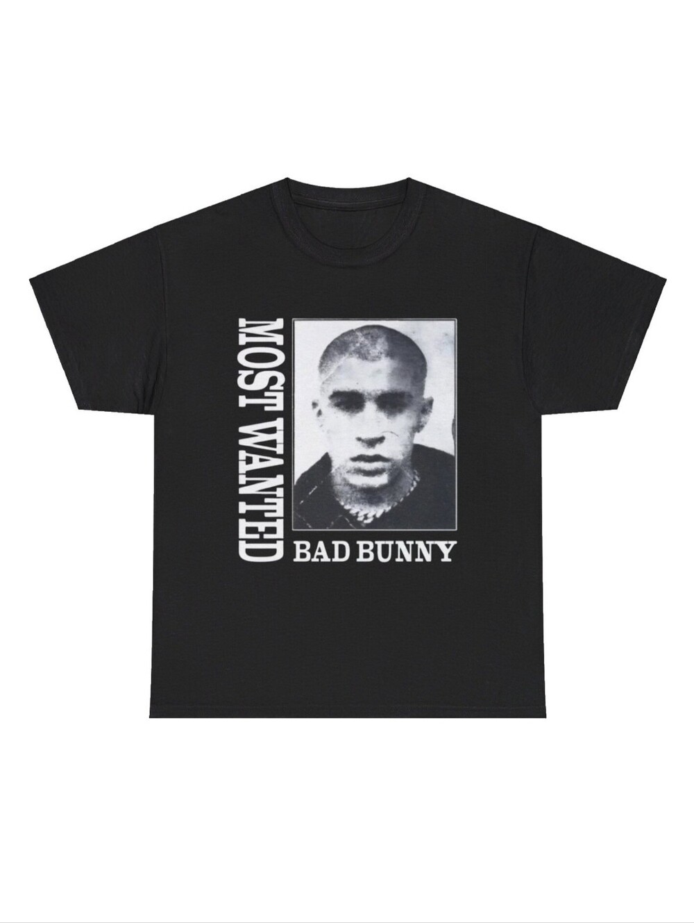 Bad Bunny Most Wanted Tour Merch Black Graphic Cotton Tee T-Shirt Unisex Size S